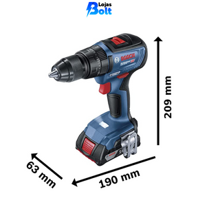 Parafusadeira Furadeira Bosch GSB 18V-50 com 2 baterias, 1 carregador + Brinde